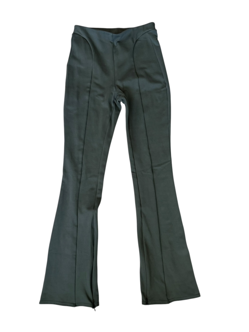 Alo Yoga XS Dark Green High Rise Zip Hem Flare Leggings Pants Athleisure